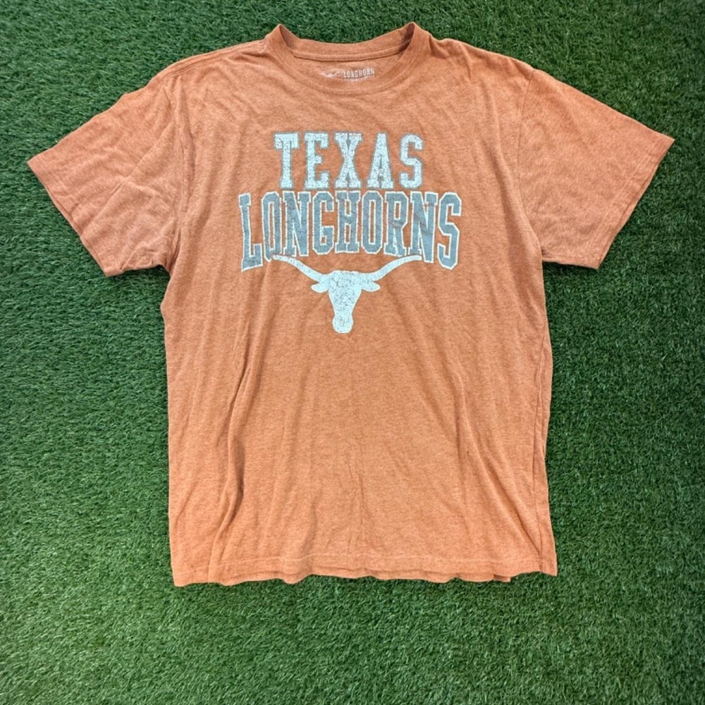 Texas Longhorns Orange Graphic Tee Mens XL Distressed Logo UT Football Shirt